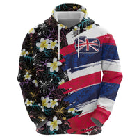 Hawaiian Flag Day Zip Hoodie Tropical Flowers and Leaves