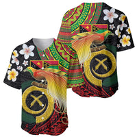 Vanuatu and Papua New Guinea Together Baseball Jersey Bird-of-paradise and Pig Tusk Melanesian Pattern