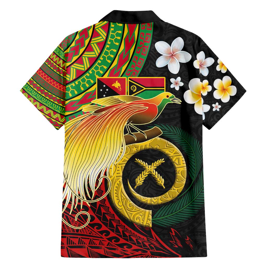 Vanuatu and Papua New Guinea Together Family Matching Puletasi and Hawaiian Shirt Bird-of-paradise and Pig Tusk Melanesian Pattern