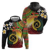 Vanuatu and Papua New Guinea Together Hoodie Bird-of-paradise and Pig Tusk Melanesian Pattern