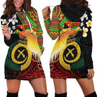 Vanuatu and Papua New Guinea Together Hoodie Dress Bird-of-paradise and Pig Tusk Melanesian Pattern