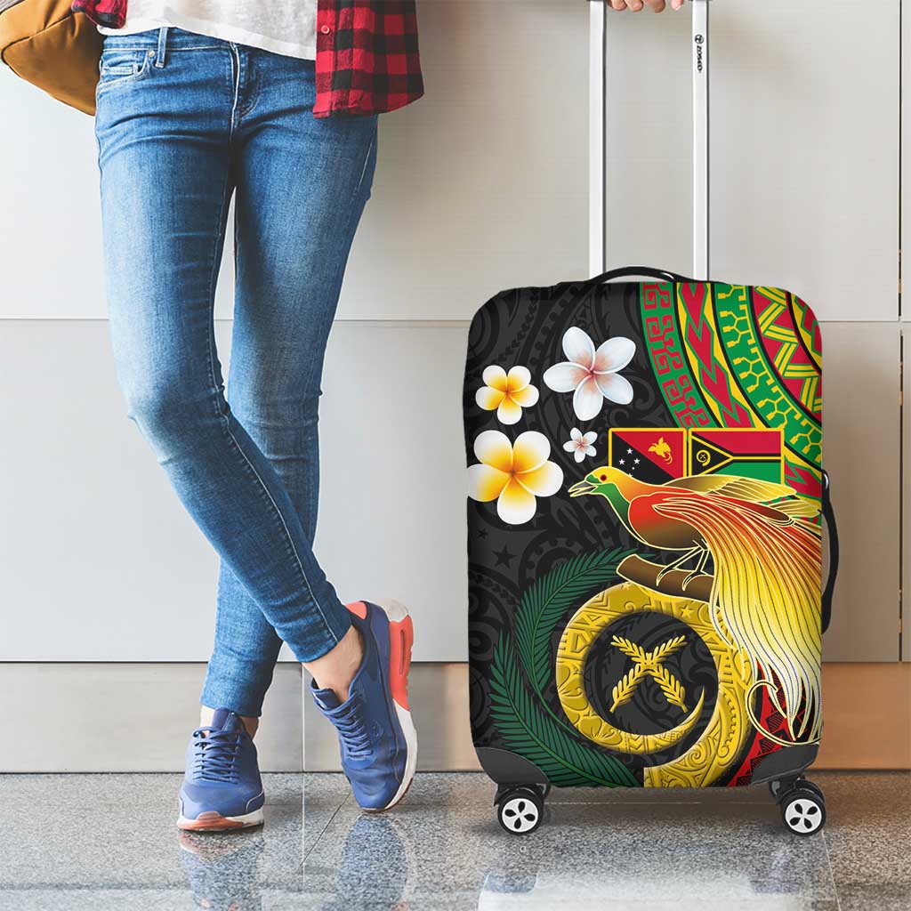 Vanuatu and Papua New Guinea Together Luggage Cover Bird-of-paradise and Pig Tusk Melanesian Pattern