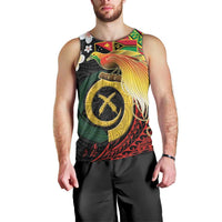 Vanuatu and Papua New Guinea Together Men Tank Top Bird-of-paradise and Pig Tusk Melanesian Pattern