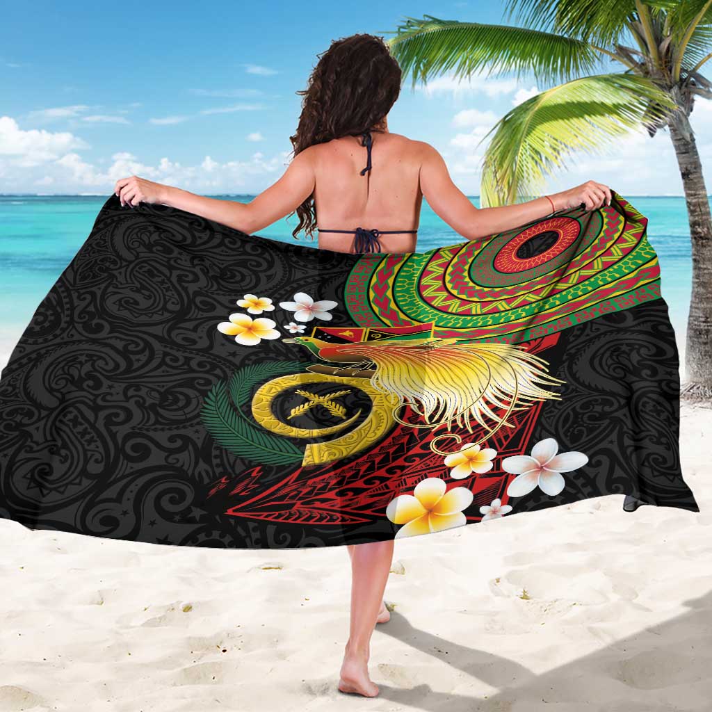 Vanuatu and Papua New Guinea Together Sarong Bird-of-paradise and Pig Tusk Melanesian Pattern