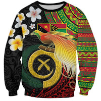 Vanuatu and Papua New Guinea Together Sweatshirt Bird-of-paradise and Pig Tusk Melanesian Pattern