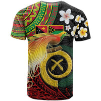 Vanuatu and Papua New Guinea Together T Shirt Bird-of-paradise and Pig Tusk Melanesian Pattern