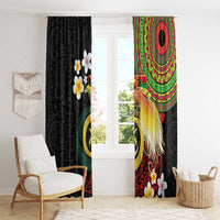 Vanuatu and Papua New Guinea Together Window Curtain Bird-of-paradise and Pig Tusk Melanesian Pattern