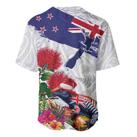 New Zealand Christmas Baseball Jersey Meri Kirihimete-Tuatara and Pohutukawa White Color