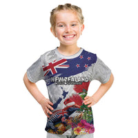 New Zealand Christmas Kid T Shirt Meri Kirihimete-Tuatara and Pohutukawa White Color
