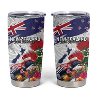 New Zealand Christmas Tumbler Cup Meri Kirihimete-Tuatara and Pohutukawa White Color