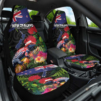 New Zealand Christmas Car Seat Cover Meri Kirihimete-Tuatara and Pohutukawa Black Color