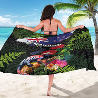 New Zealand Christmas Sarong Meri Kirihimete-Tuatara and Pohutukawa Black Color