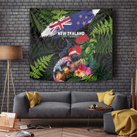 New Zealand Christmas Tapestry Meri Kirihimete-Tuatara and Pohutukawa Black Color