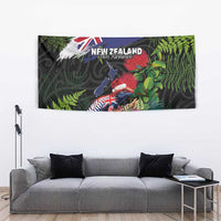 New Zealand Christmas Tapestry Meri Kirihimete-Tuatara and Pohutukawa Black Color