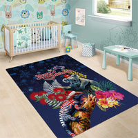 Australia and New Zealand Area Rug Merry Christmas-Tuatara and Koala with Plants Xmas Style