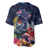 Australia and New Zealand Baseball Jersey Merry Christmas-Tuatara and Koala with Plants Xmas Style