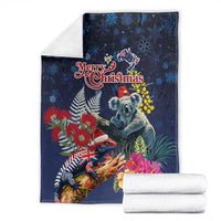 Australia and New Zealand Blanket Merry Christmas-Tuatara and Koala with Plants Xmas Style