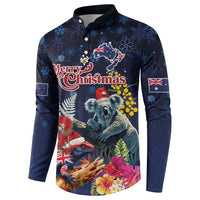 Australia and New Zealand Button Sweatshirt Merry Christmas-Tuatara and Koala with Plants Xmas Style LT03 - Polynesian Pride