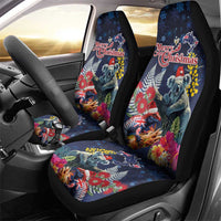 Australia and New Zealand Car Seat Cover Merry Christmas-Tuatara and Koala with Plants Xmas Style