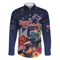 Australia and New Zealand Family Matching Off The Shoulder Long Sleeve Dress and Hawaiian Shirt Merry Christmas-Tuatara and Koala with Plants Xmas Style