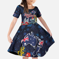 Australia and New Zealand Family Matching Off Shoulder Maxi Dress and Hawaiian Shirt Merry Christmas-Tuatara and Koala with Plants Xmas Style