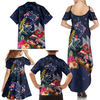 Australia and New Zealand Family Matching Summer Maxi Dress and Hawaiian Shirt Merry Christmas-Tuatara and Koala with Plants Xmas Style