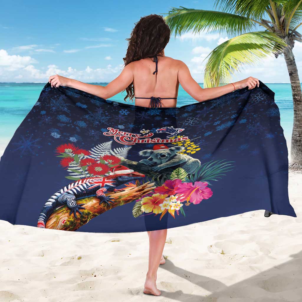 Australia and New Zealand Sarong Merry Christmas-Tuatara and Koala with Plants Xmas Style