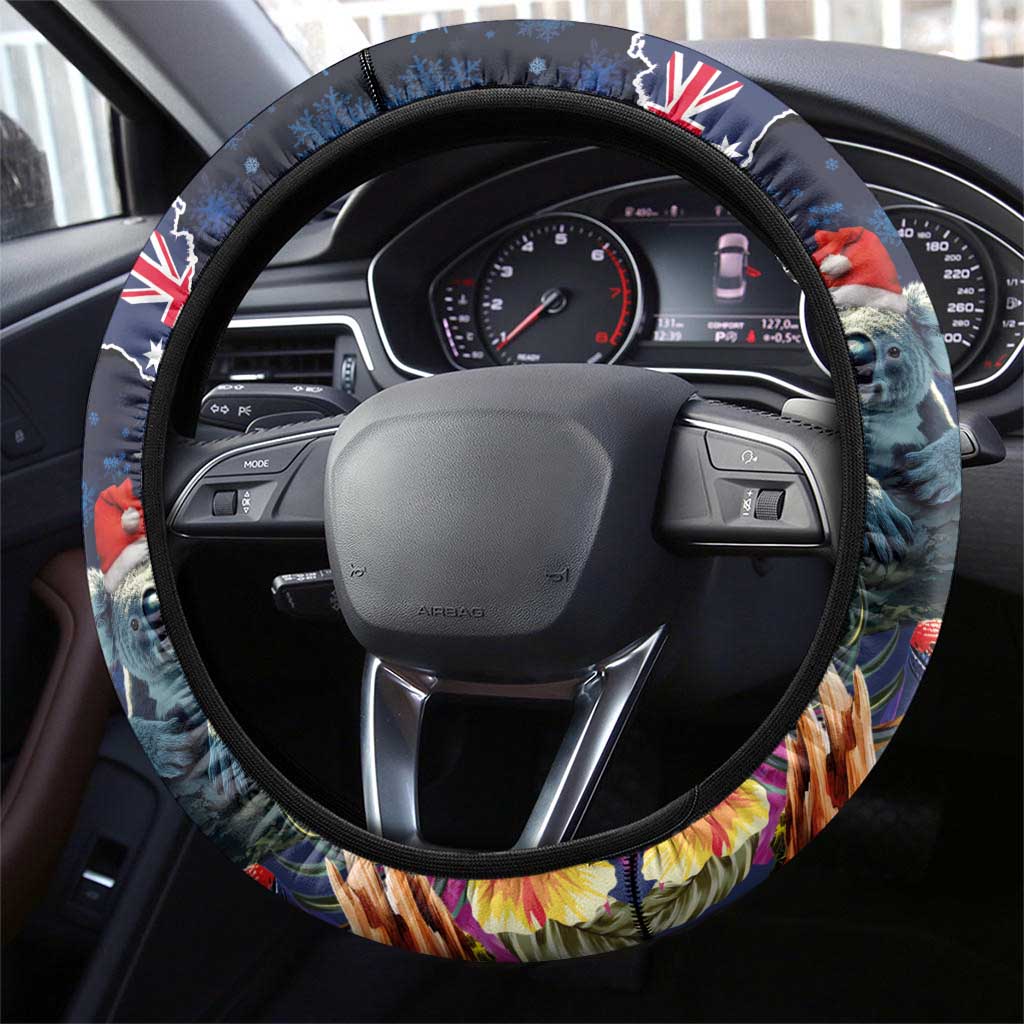 Australia and New Zealand Steering Wheel Cover Merry Christmas-Tuatara and Koala with Plants Xmas Style LT03 - Polynesian Pride