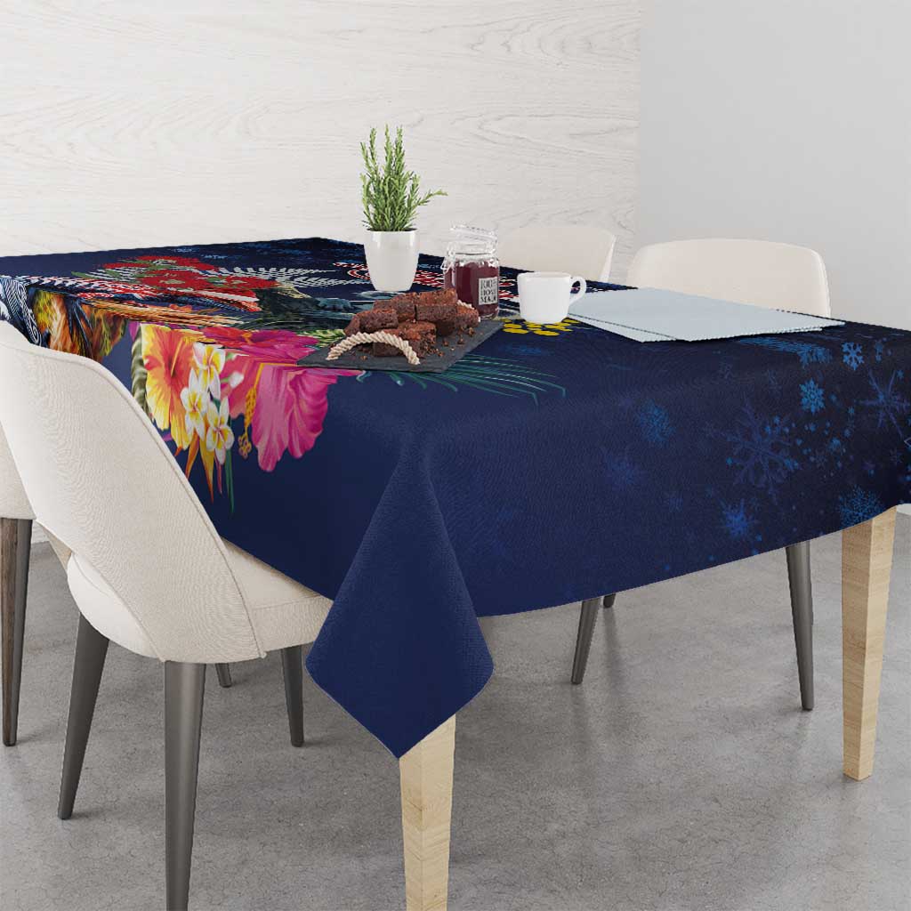 Australia and New Zealand Tablecloth Merry Christmas-Tuatara and Koala with Plants Xmas Style LT03 - Polynesian Pride