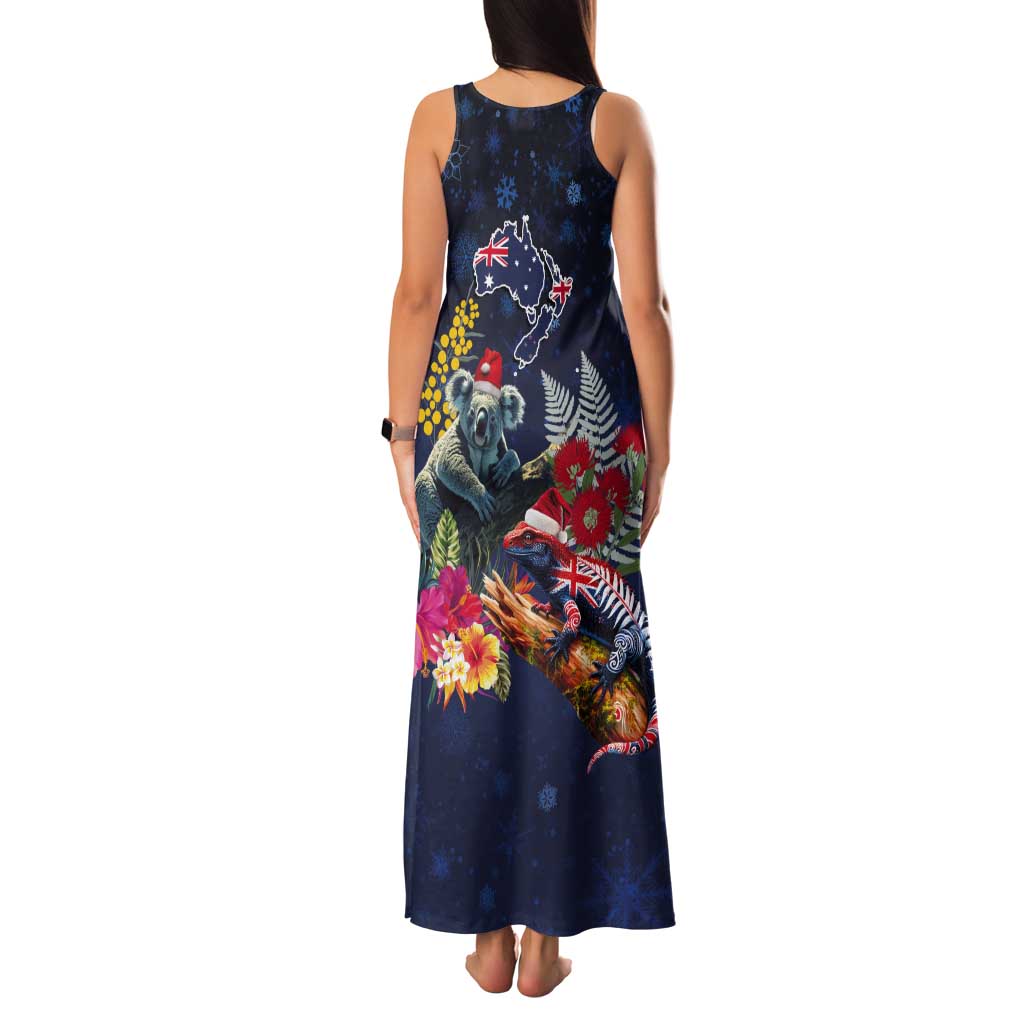 Australia and New Zealand Tank Maxi Dress Merry Christmas-Tuatara and Koala with Plants Xmas Style