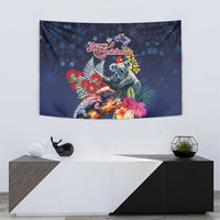 Australia and New Zealand Tapestry Merry Christmas-Tuatara and Koala with Plants Xmas Style