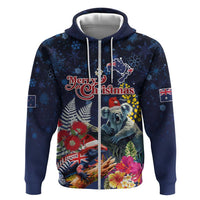 Australia and New Zealand Zip Hoodie Merry Christmas-Tuatara and Koala with Plants Xmas Style