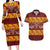 Samoa Siapo and Tapa Couples Matching Long Sleeve Bodycon Dress and Hawaiian Shirt Pacific Tribal Pattern with Hibiscus Striped Style