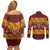 Samoa Siapo and Tapa Couples Matching Off Shoulder Short Dress and Long Sleeve Button Shirt Pacific Tribal Pattern with Hibiscus Striped Style