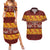 Samoa Siapo and Tapa Couples Matching Summer Maxi Dress and Hawaiian Shirt Pacific Tribal Pattern with Hibiscus Striped Style