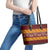 Samoa Siapo and Tapa Leather Tote Bag Pacific Tribal Pattern with Hibiscus Striped Style