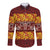 Samoa Siapo and Tapa Long Sleeve Button Shirt Pacific Tribal Pattern with Hibiscus Striped Style