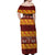 Samoa Siapo and Tapa Off Shoulder Maxi Dress Pacific Tribal Pattern with Hibiscus Striped Style