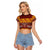 Samoa Siapo and Tapa Raglan Cropped T Shirt Pacific Tribal Pattern with Hibiscus Striped Style