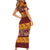 Samoa Siapo and Tapa Short Sleeve Bodycon Dress Pacific Tribal Pattern with Hibiscus Striped Style