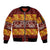 Samoa Siapo and Tapa Sleeve Zip Bomber Jacket Pacific Tribal Pattern with Hibiscus Striped Style