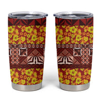 Samoa Siapo and Tapa Tumbler Cup Pacific Tribal Pattern with Hibiscus Striped Style