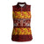 Samoa Siapo and Tapa Women Sleeveless Polo Shirt Pacific Tribal Pattern with Hibiscus Striped Style