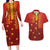 Samoa Tapa Pacific Tribal Pattern Couples Matching Long Sleeve Bodycon Dress and Hawaiian Shirt Hibiscus and Plumeria