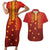 Samoa Tapa Pacific Tribal Pattern Couples Matching Short Sleeve Bodycon Dress and Hawaiian Shirt Hibiscus and Plumeria