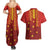 Samoa Tapa Pacific Tribal Pattern Couples Matching Summer Maxi Dress and Hawaiian Shirt Hibiscus and Plumeria