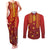 Samoa Tapa Pacific Tribal Pattern Couples Matching Tank Maxi Dress and Long Sleeve Button Shirt Hibiscus and Plumeria