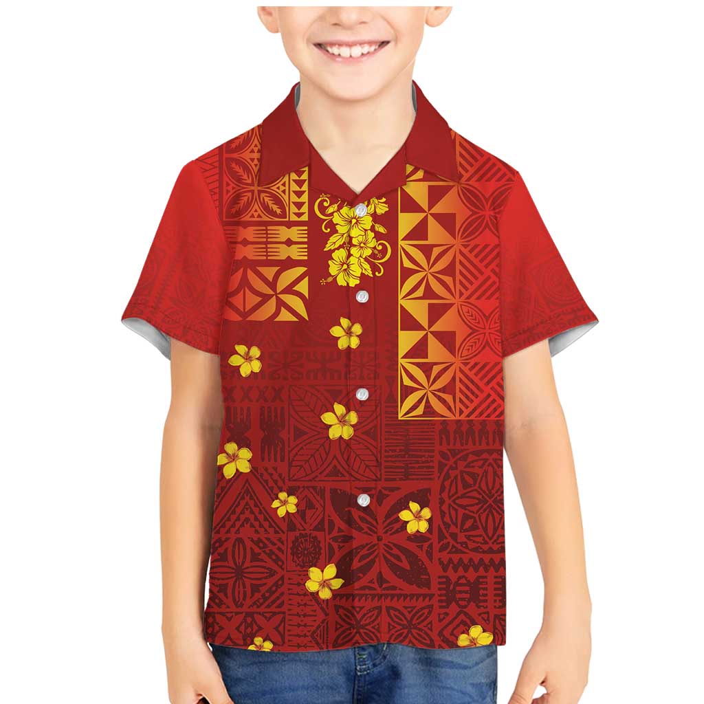 Samoa Tapa Pacific Tribal Pattern Family Matching Mermaid Dress and Hawaiian Shirt Hibiscus and Plumeria