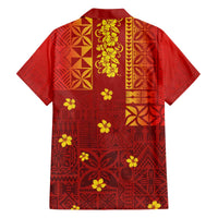 Samoa Tapa Pacific Tribal Pattern Family Matching Off Shoulder Short Dress and Hawaiian Shirt Hibiscus and Plumeria