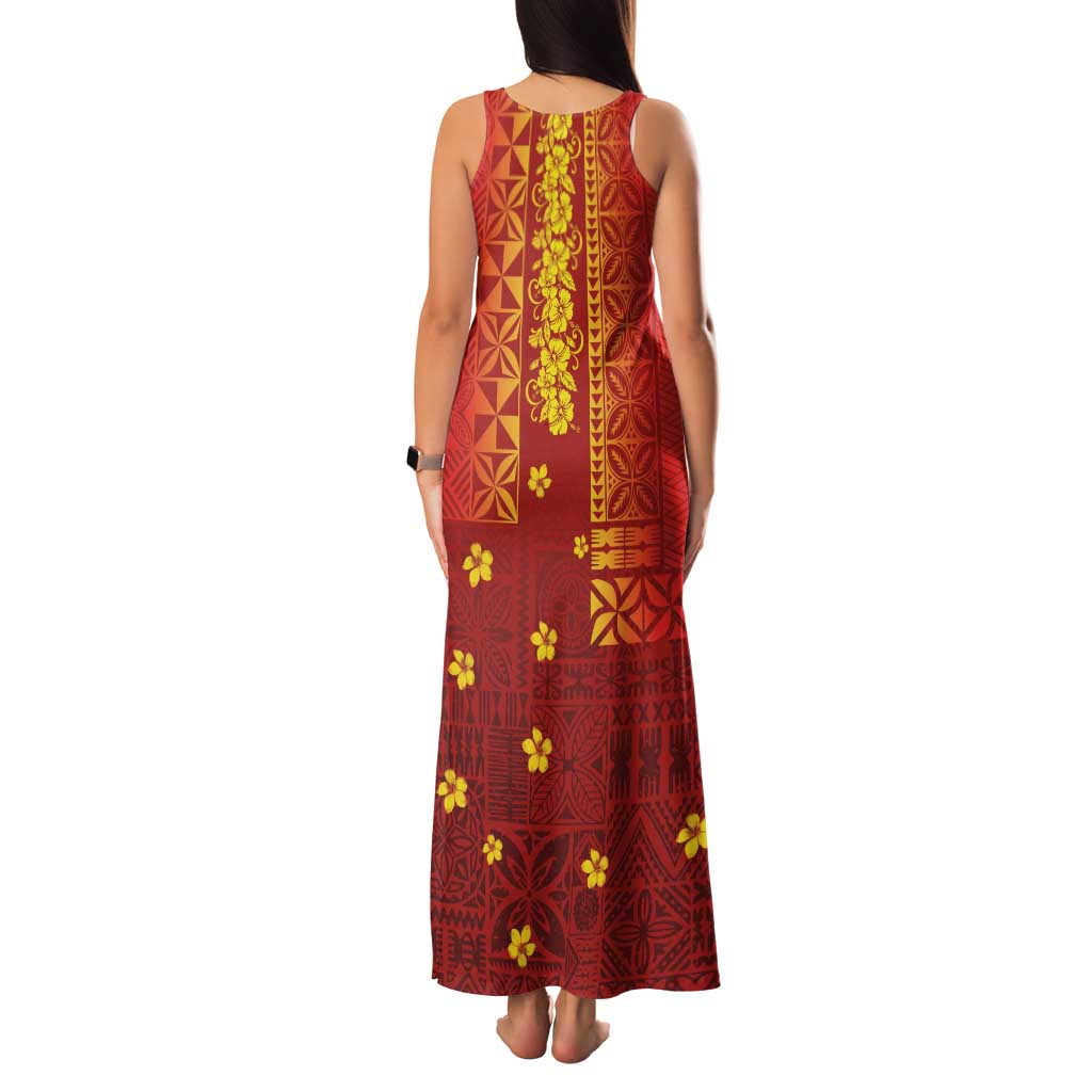 Samoa Tapa Pacific Tribal Pattern Family Matching Tank Maxi Dress and Hawaiian Shirt Hibiscus and Plumeria